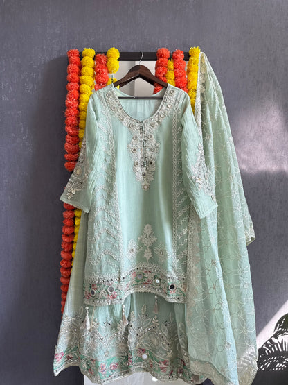 Luxurious mul cotton gotapatti sharara set