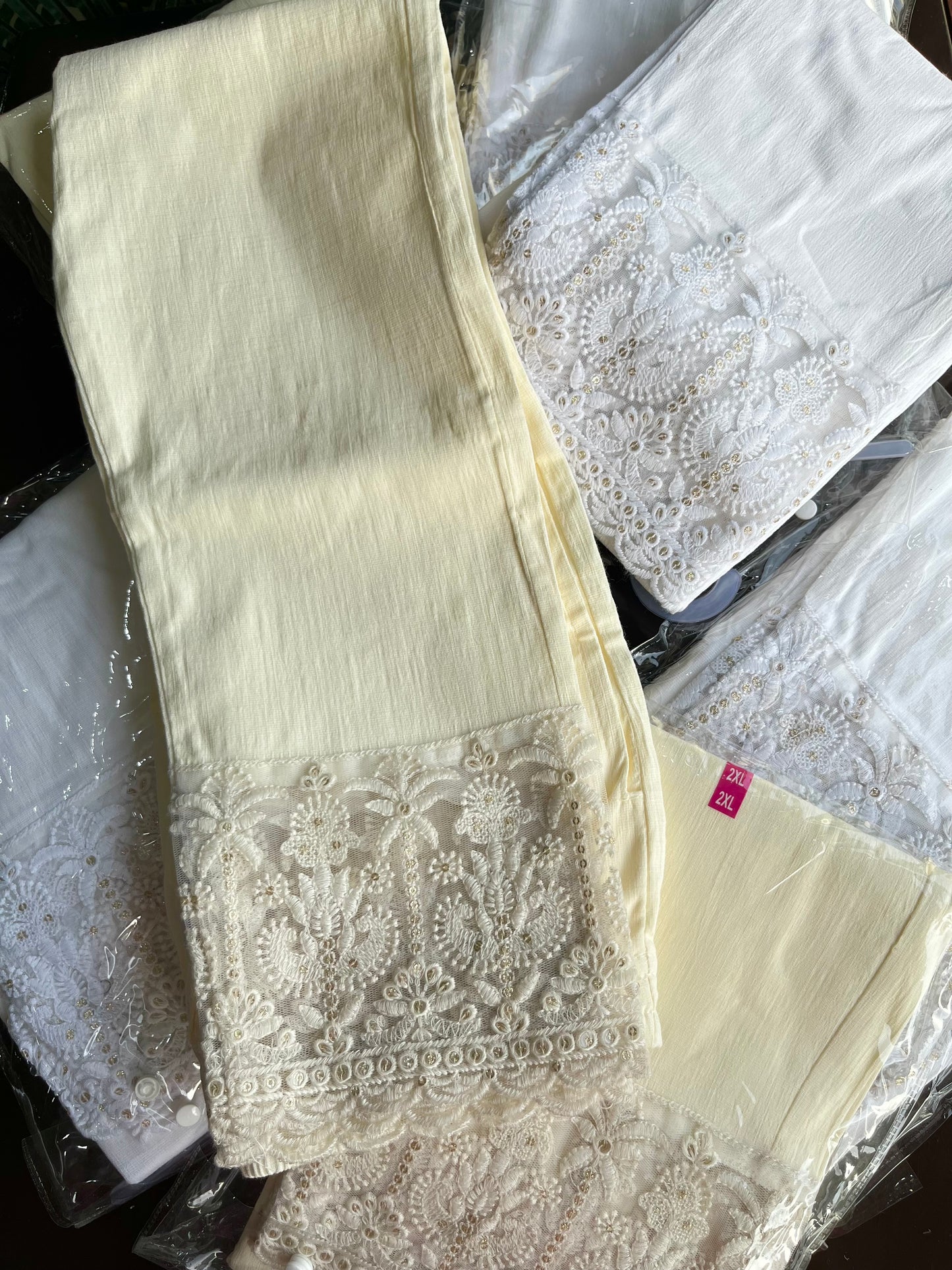 Lucknowi embroidered Cotton lycra pants