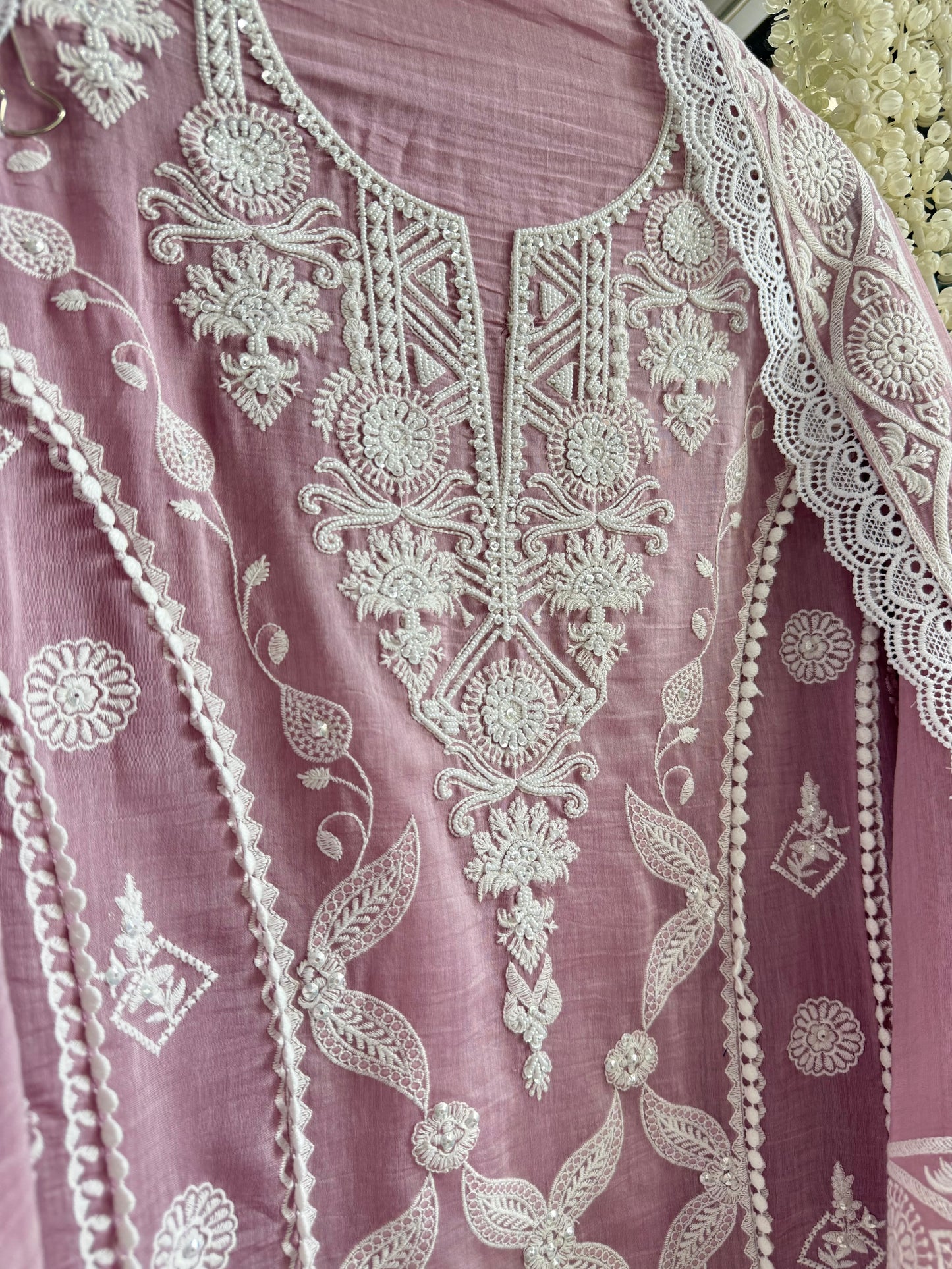 Luxurious Mul chanderi lucknowi handwork suit
