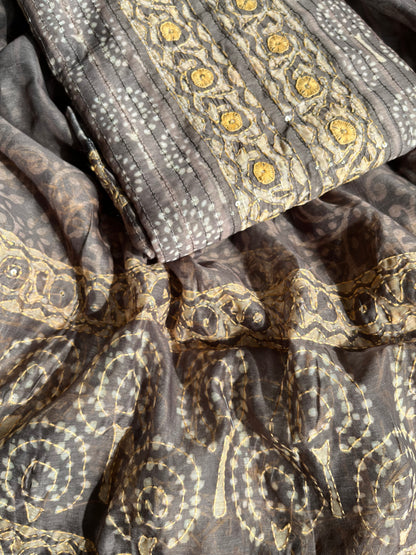 Maheshwari Kantha work Unstitched suit
