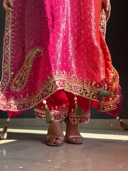 Luxurious ombré kaftan gotapatti set