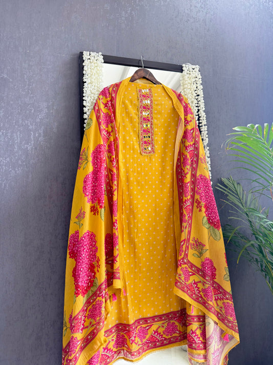 Mulmul cotton bougainvillea suit