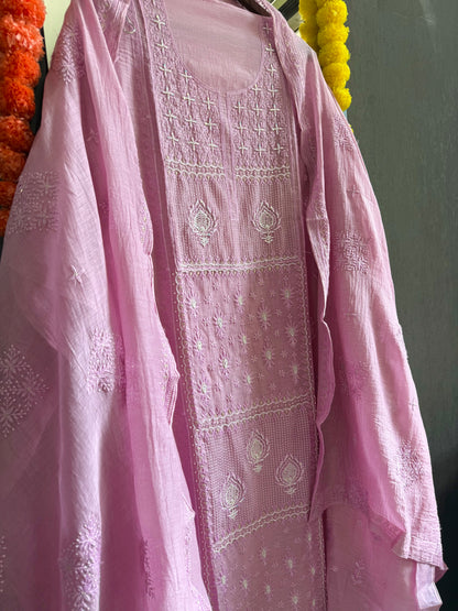 Luxurious Mul chanderi lucknowi handwork suit