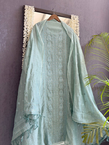 Luxurious Mul chanderi lucknowi handwork suit