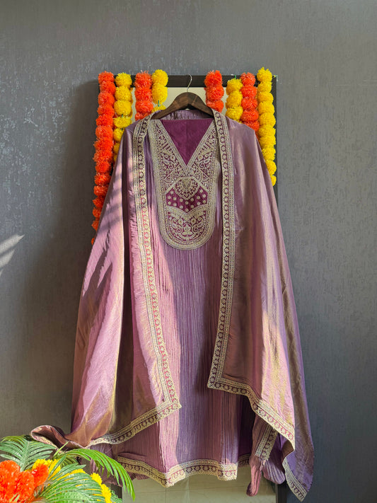 Crush tissue marori aari work suit