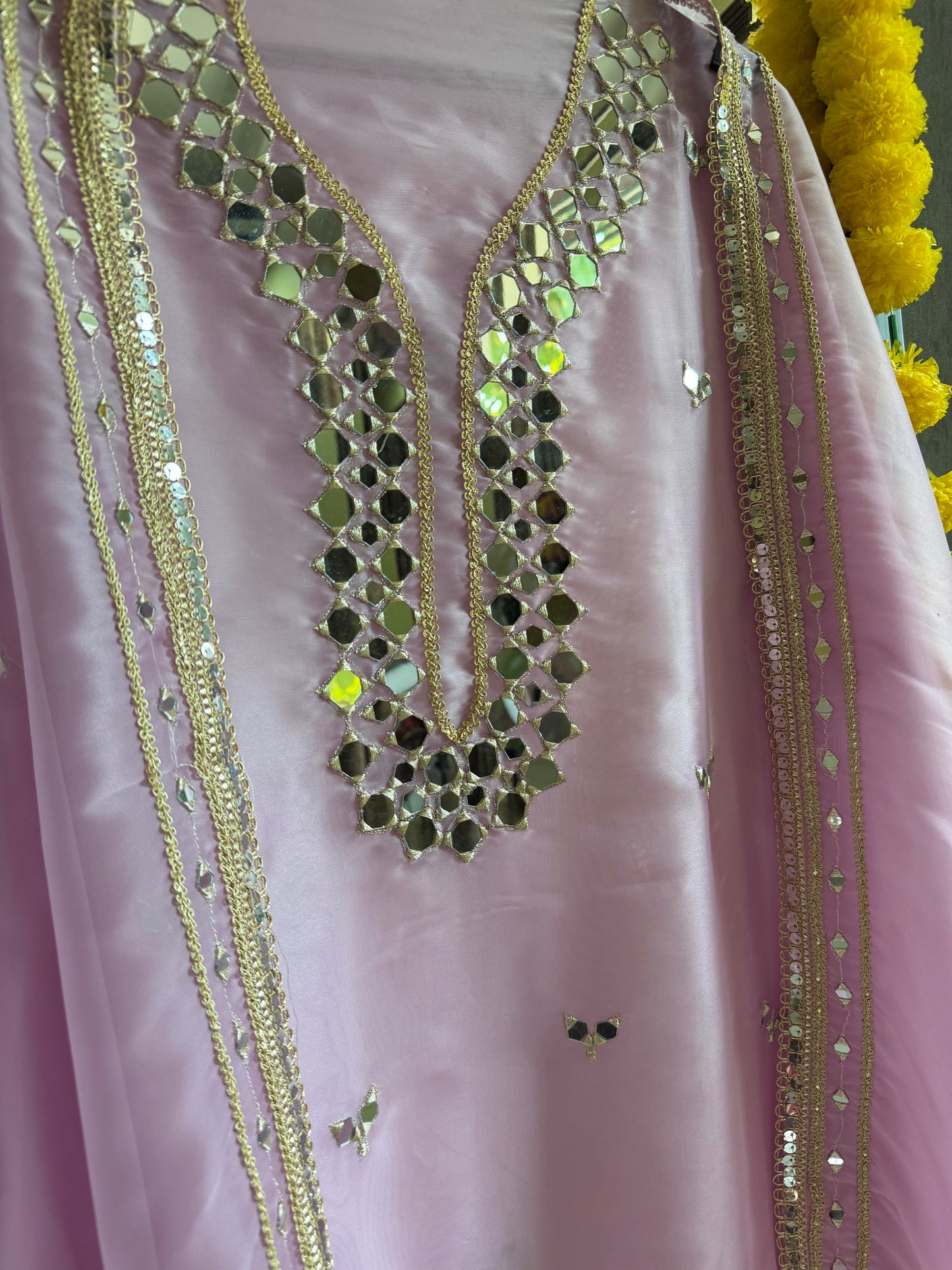 Premium Mirror work organza suit