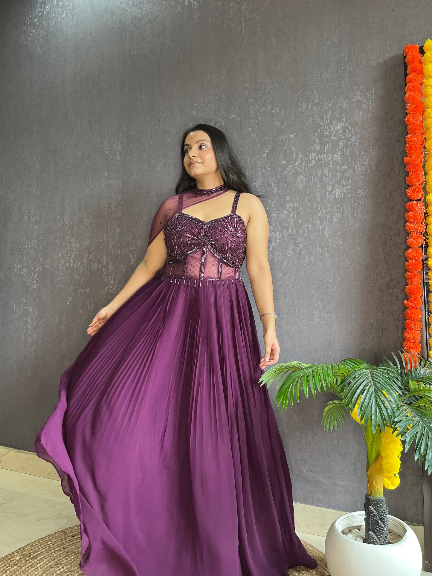 Anarkali Cape gown