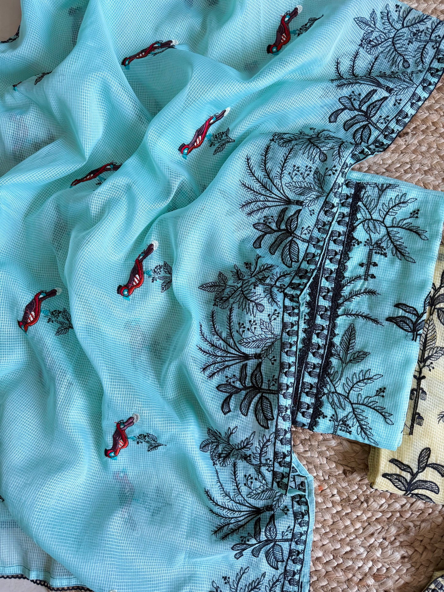 Kota doria birds embroidered suits