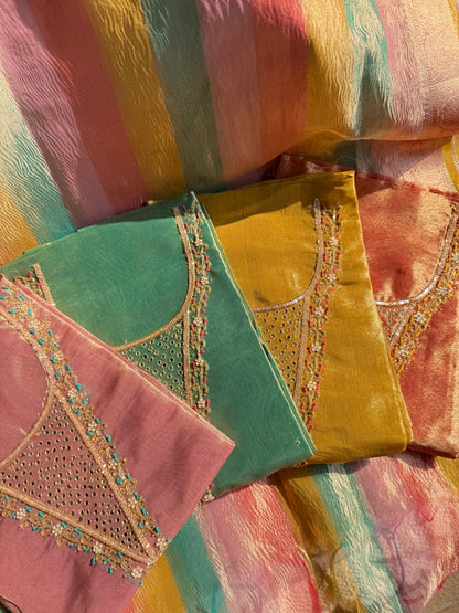 Tissue silk multi color suit