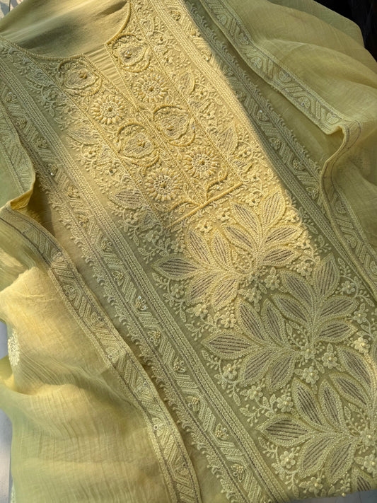 Luxurious Mul chanderi lucknowi handwork suit