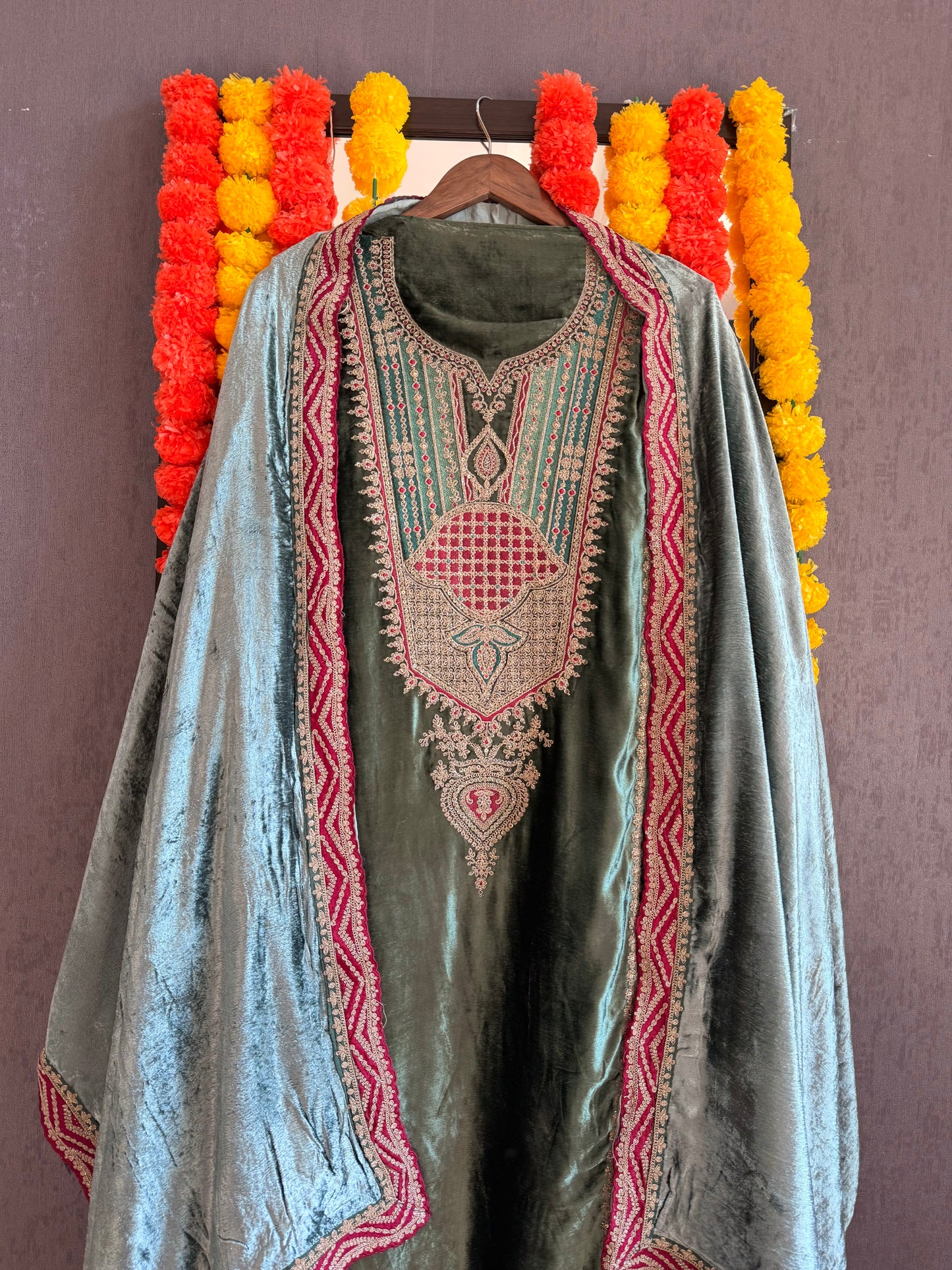 Velvet Marori Aari work suit