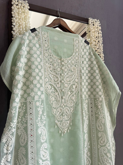 Luxurious Mul chanderi lucknowi handwork suit