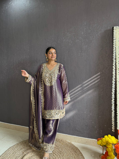 Luxurious mirrorwork farshi salwar set