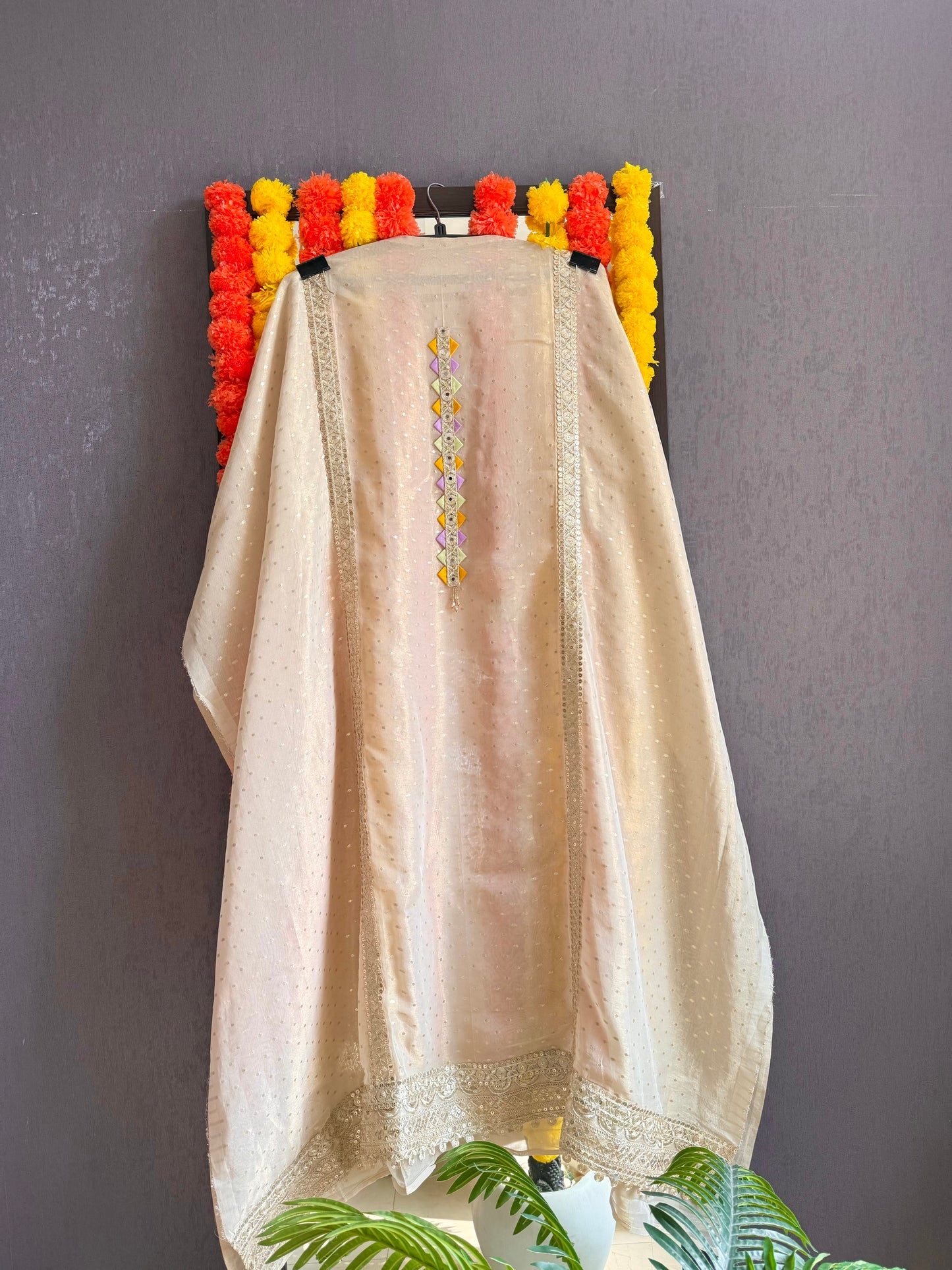 Luxurious aari work Tissue Benarsi silk suit