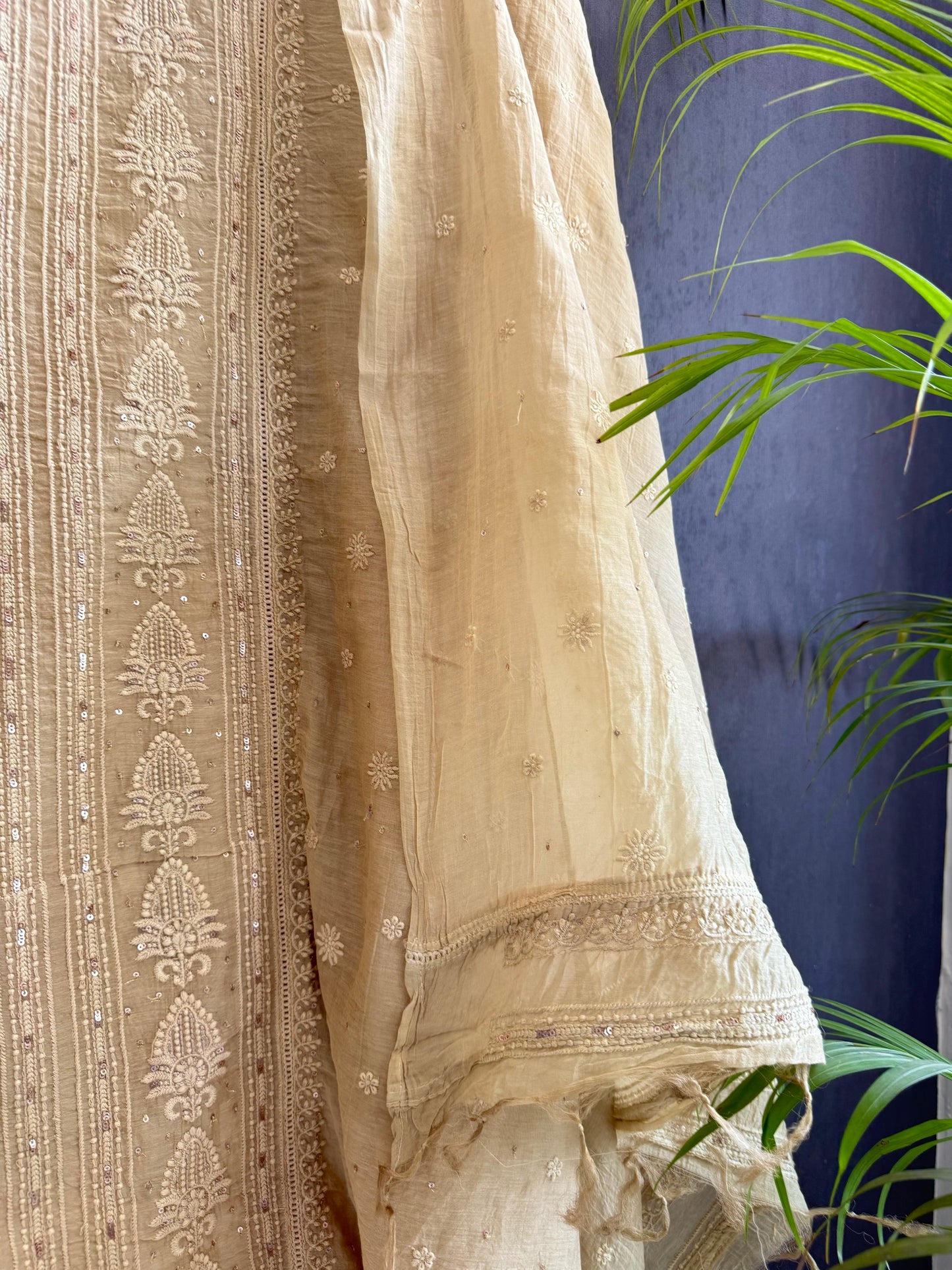 Luxurious Mul chanderi lucknowi handwork suit