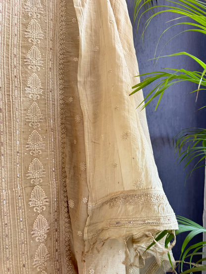 Luxurious Mul chanderi lucknowi handwork suit
