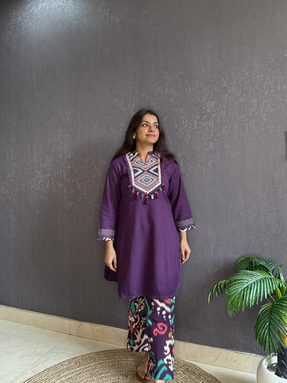 Premium cotton mirror ikkat Coord set
