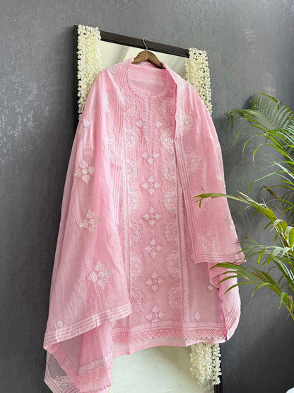 Luxurious Mul chanderi lucknowi handwork suit