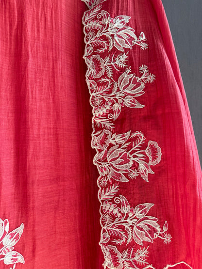 Luxurious aari work Mul chanderi suit
