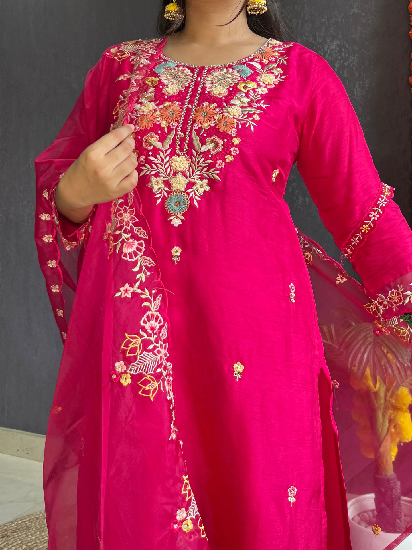 French knot silk Handwork suit set