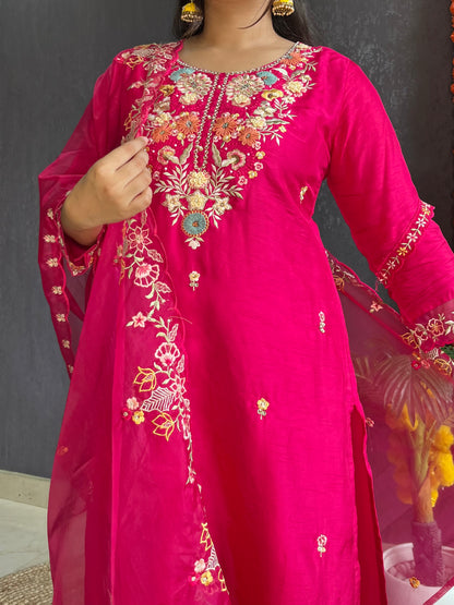 French knot silk Handwork suit set