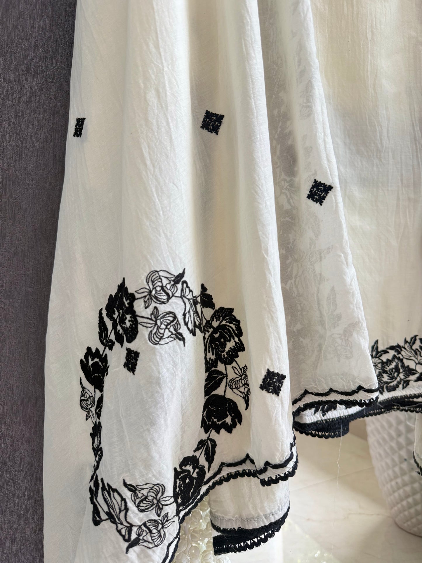 Luxurious Mul chanderi Parsi work florals suit
