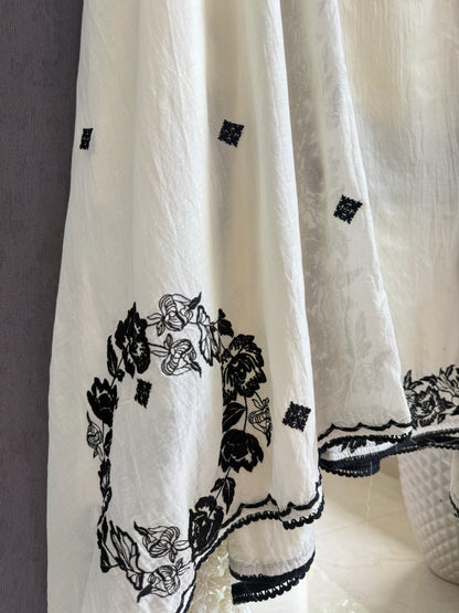 Luxurious Mul chanderi Parsi work florals suit