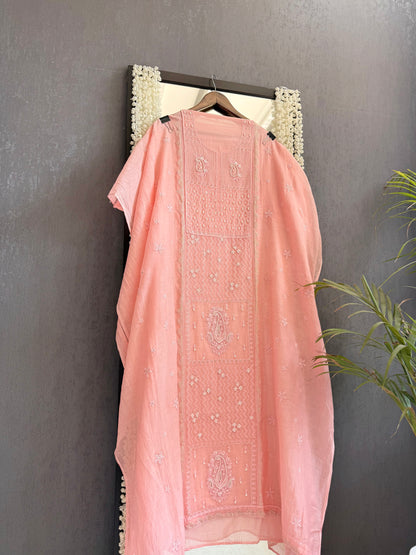 Luxurious Mul chanderi lucknowi paisley suit