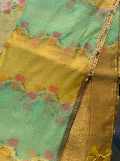 Chanderi zari meenakari rangkaat saree