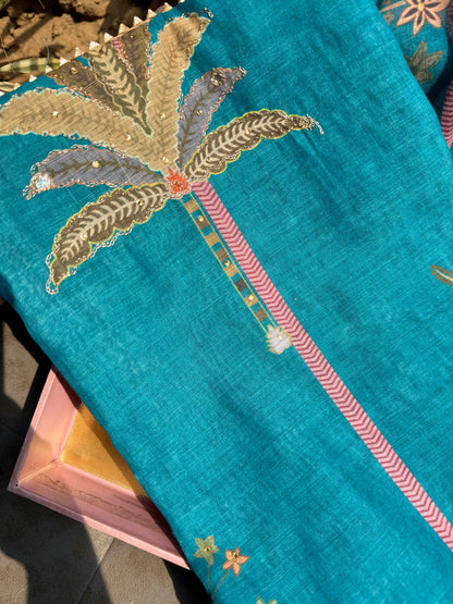 Linen peacock handwork suit