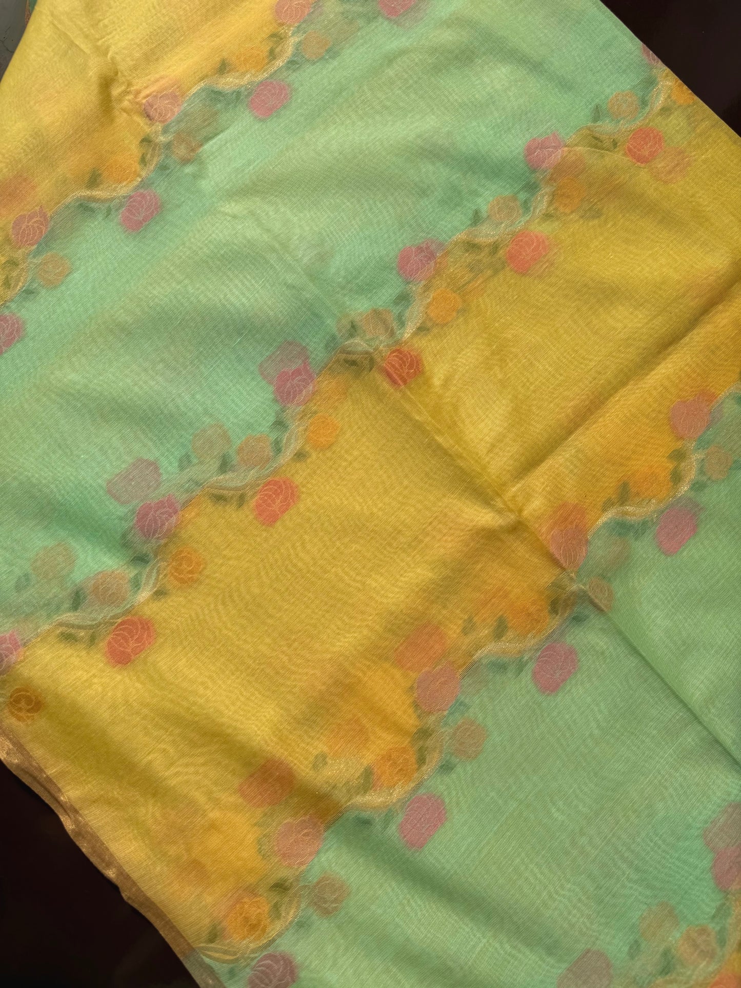 Chanderi zari meenakari rangkaat saree