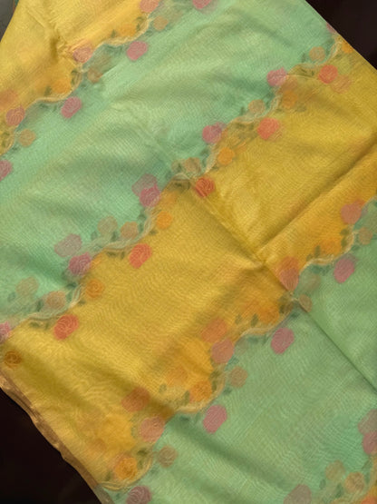 Chanderi zari meenakari rangkaat saree