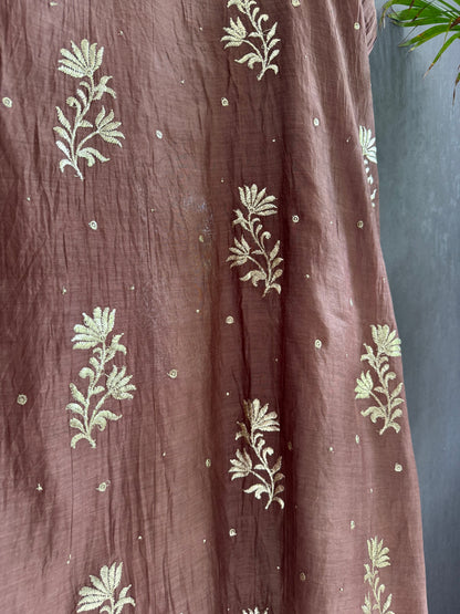 Luxurious Mul chanderi pitta work suit