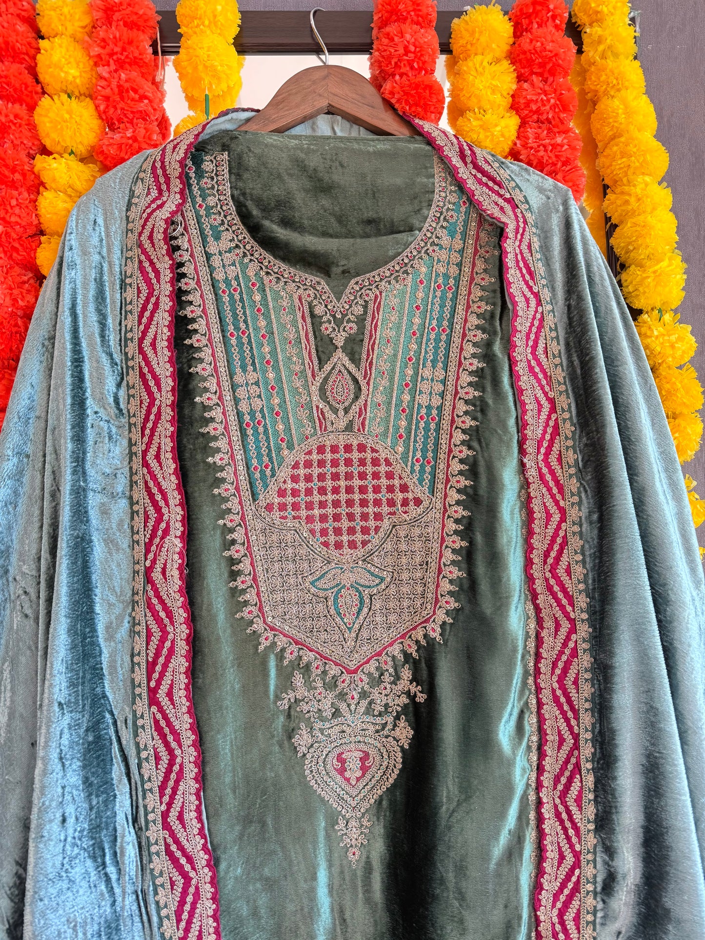 Velvet Marori Aari work suit