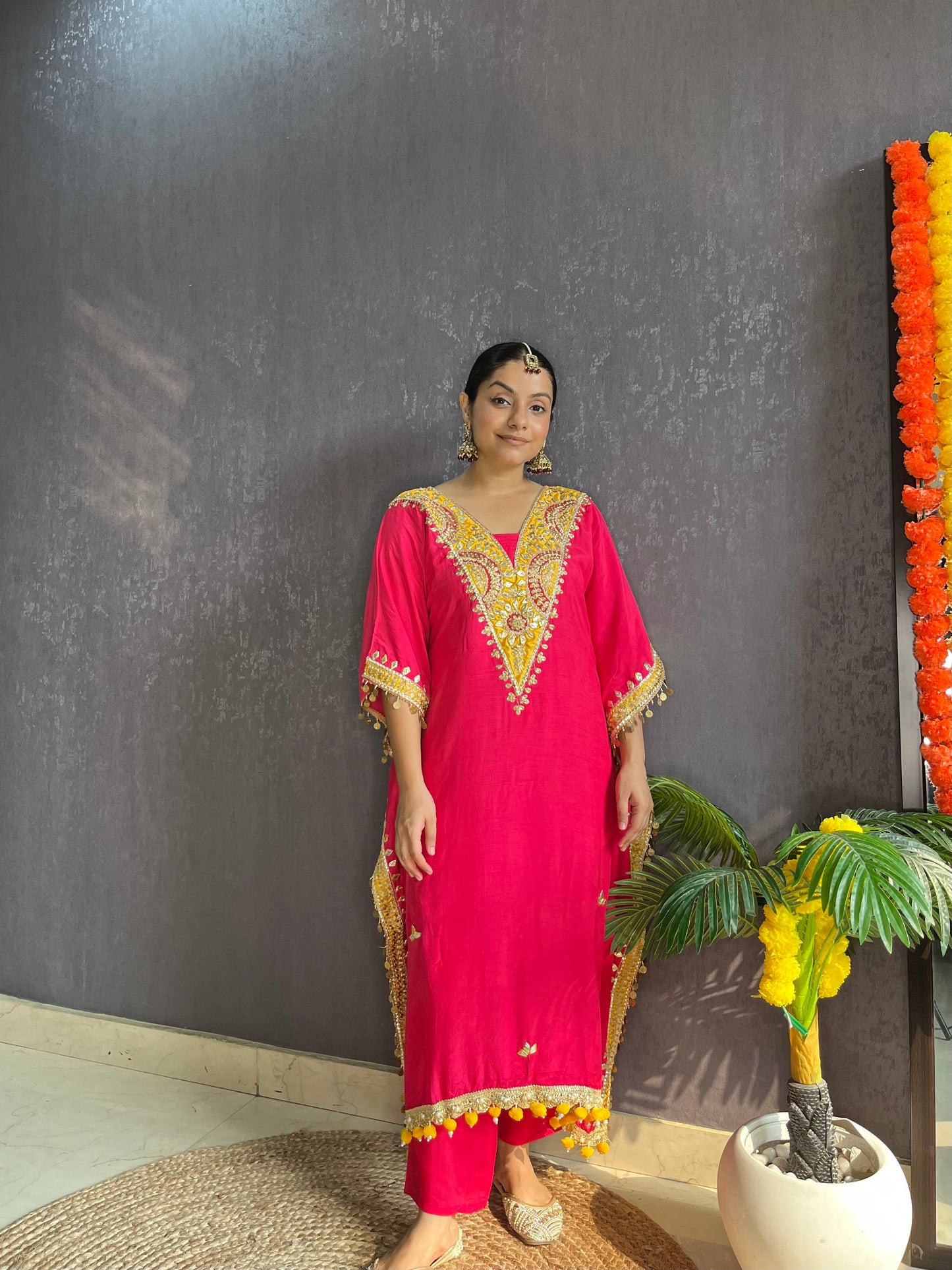 Gotapatti aari work kaftan set