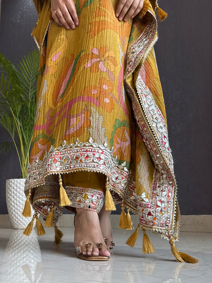 Luxurious abstract floral gotapatti kaftan set