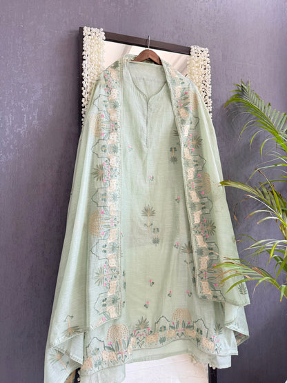 Luxurious Mul chanderi pichwai suit