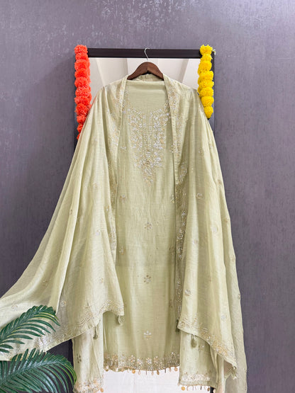 Luxurious Mul chanderi mukaish suit