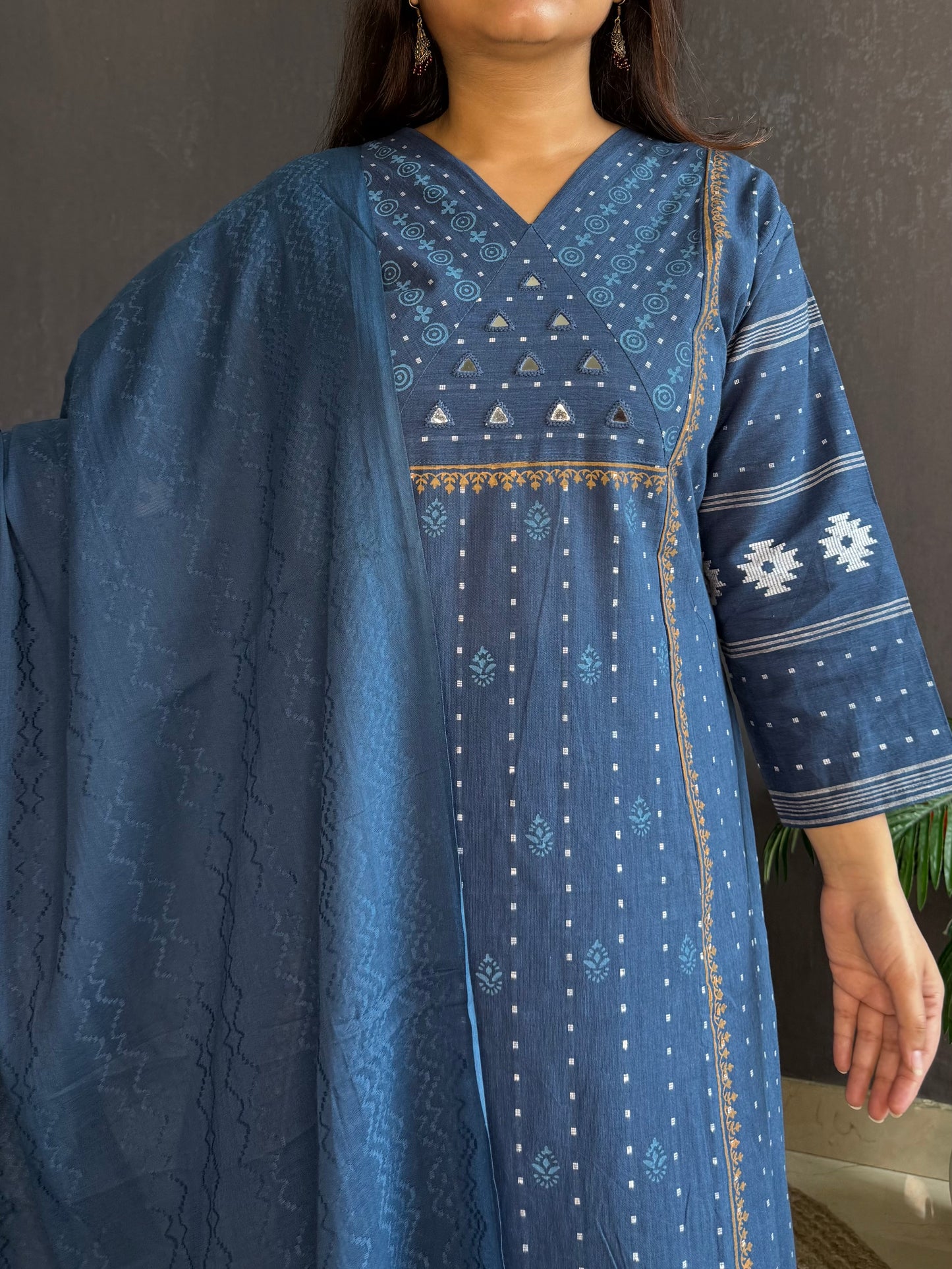 Jamdani Mirror cotton A line suit set