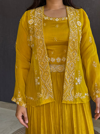 Lehenga jacket handwork dress