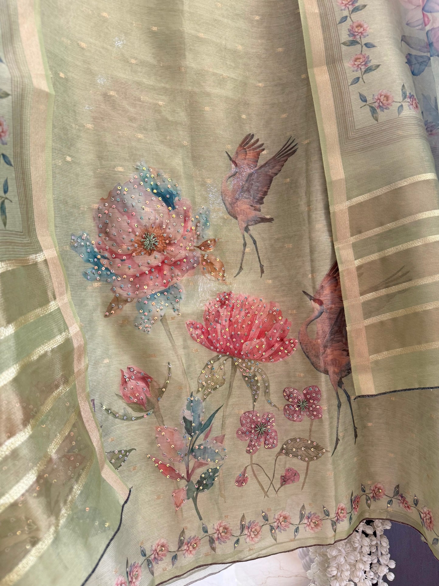 Tissue zari flamingos suit