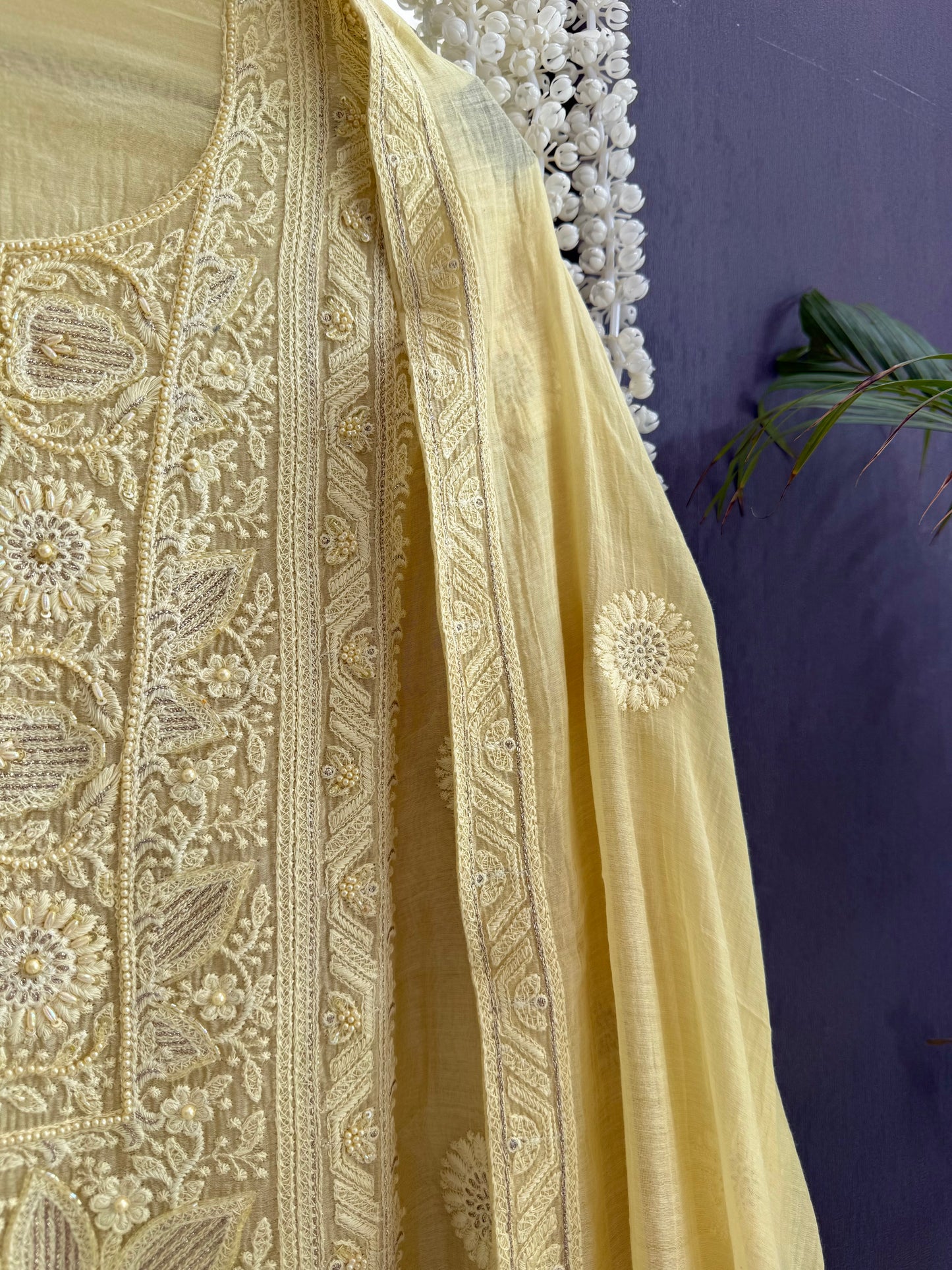 Luxurious Mul chanderi lucknowi handwork suit