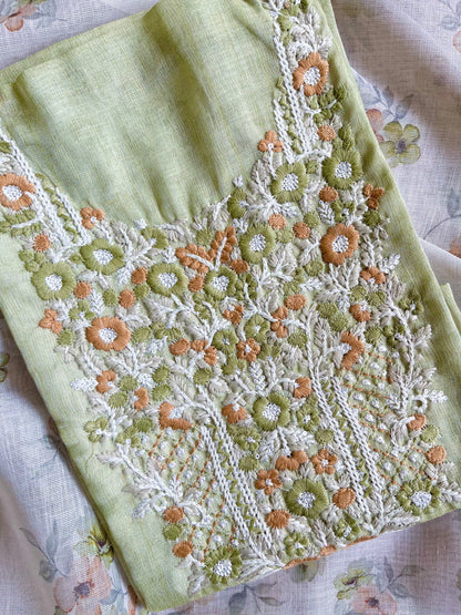 Pure linen Parsi embroidery suits