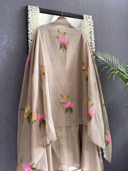 Premium chanderi handpainted suit