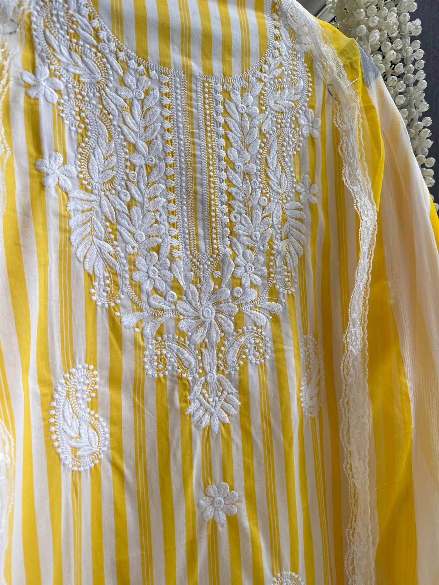 Striped cotton Lucknowi suit