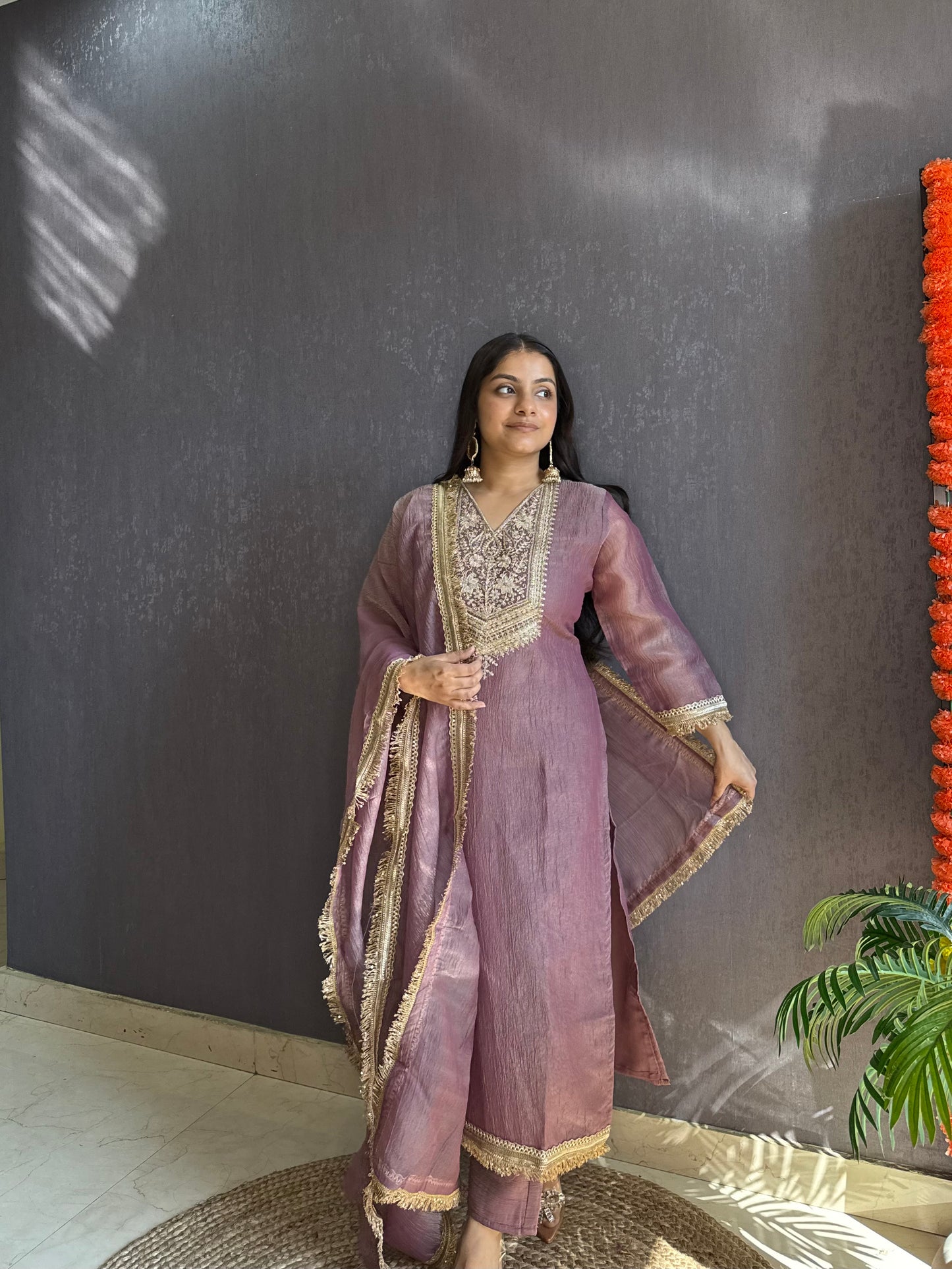 Tissue silk Handwork suit set