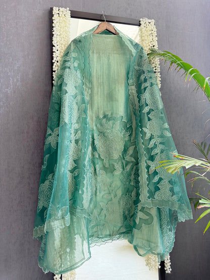 Crush tissue monochromatic appliqué suit