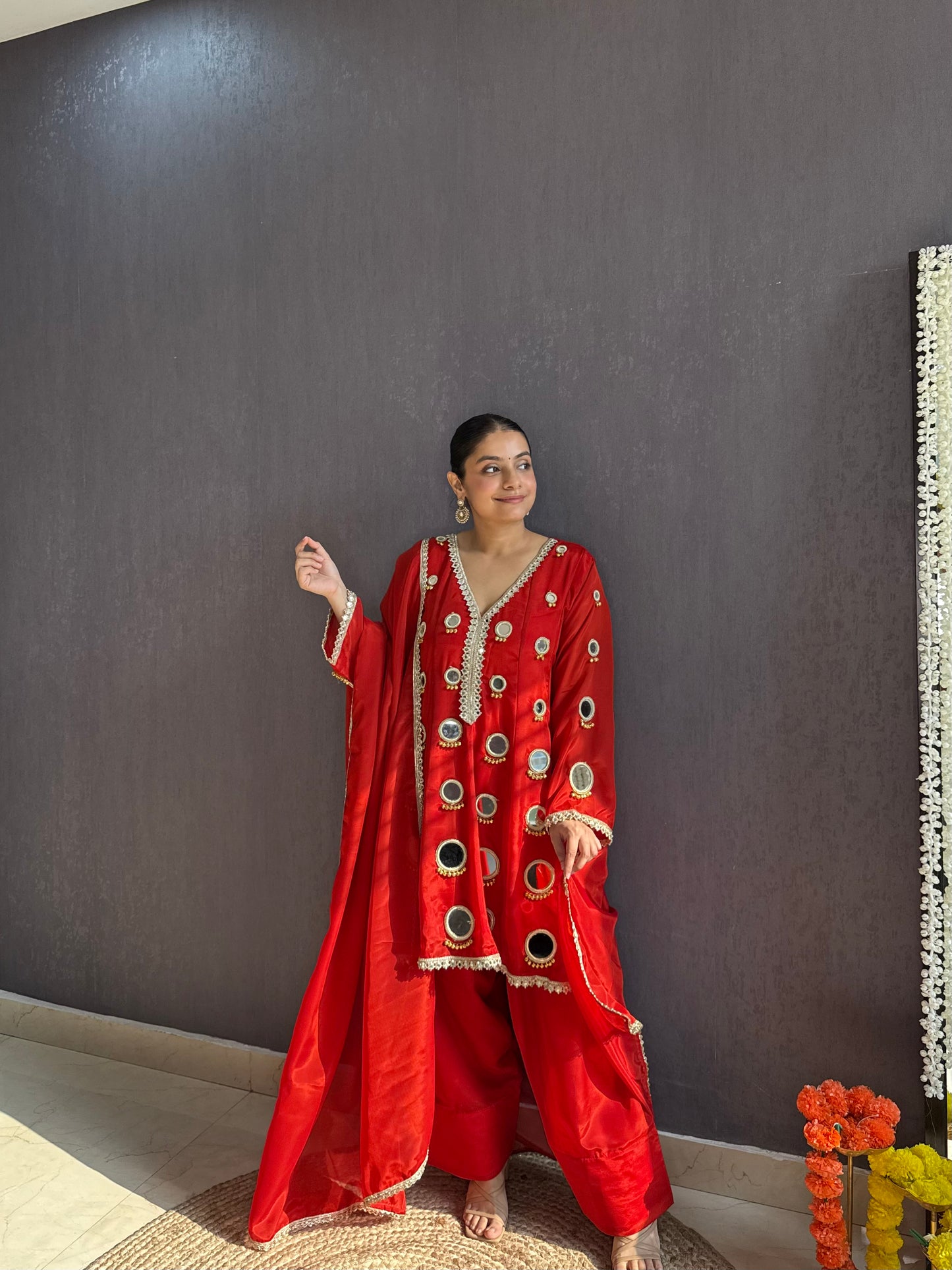 Luxurious mirrorwork farshi salwar set