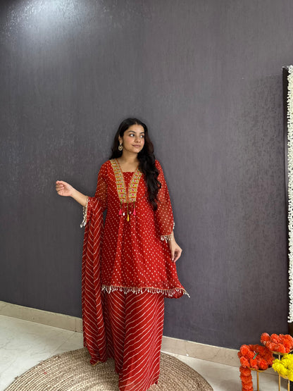 Handwork Bandhani Sharara suit