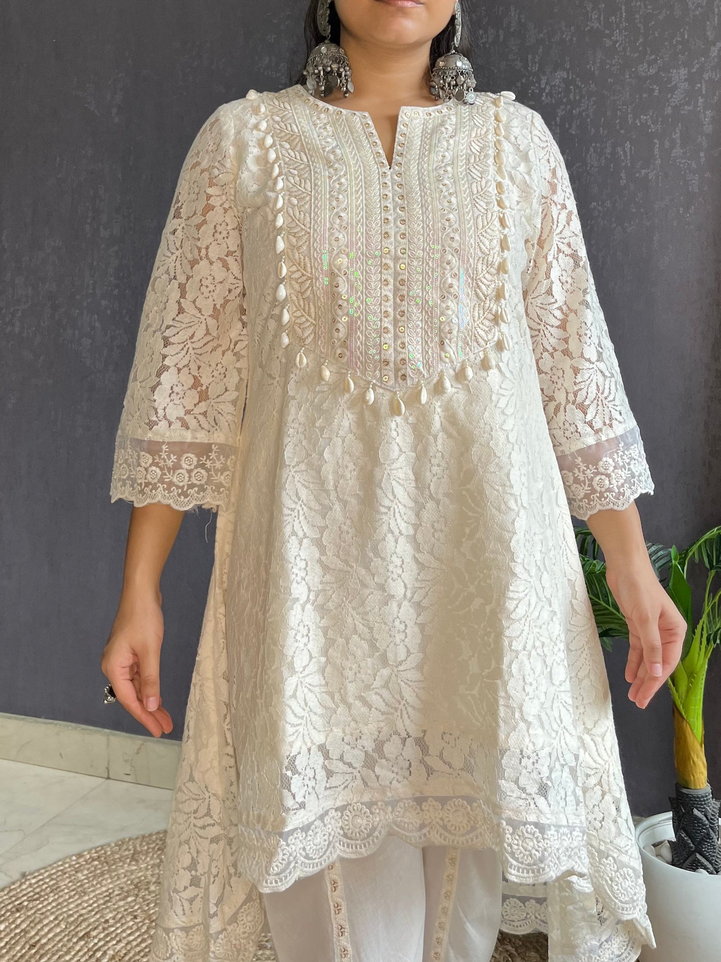 Pure cotton lace work coord
